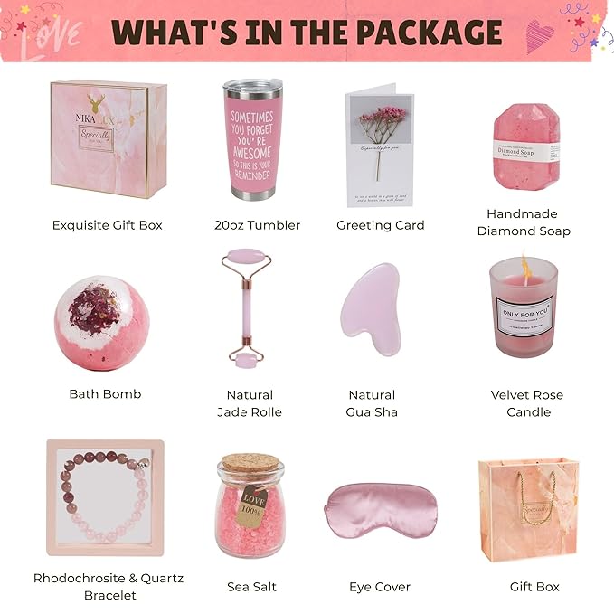 12 PCS,Get Well Soon Gift Baskets for Friends Mom Sister Coworker Wife Girlfriend Teens Girls Bestie Hamper,Self Care Spa Care Package,Thinking of You Inspirational Gift Set,Birthday Gifts for Women