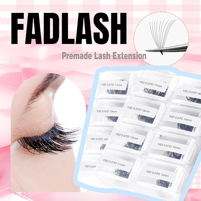FADLASH 600 Premade Volume Fans Wispy Lash Extensions Natural Look Handmade Lashes Loose Fan Volume Eyelashes Thickness 0.07 D Curl Eyelash Extension Mix Length (10D-0.07D-11-18mm)
