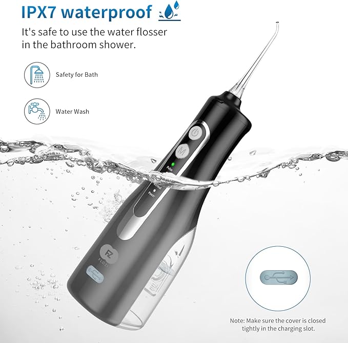 Advanced Cordless Dental Water Flosser for Teeth – Portable Oral Irrigator with 300ml Tank, USB-C Rechargeable, IPX7 Waterproof Electric Teeth Cleaner for Braces & Sensitive Gums