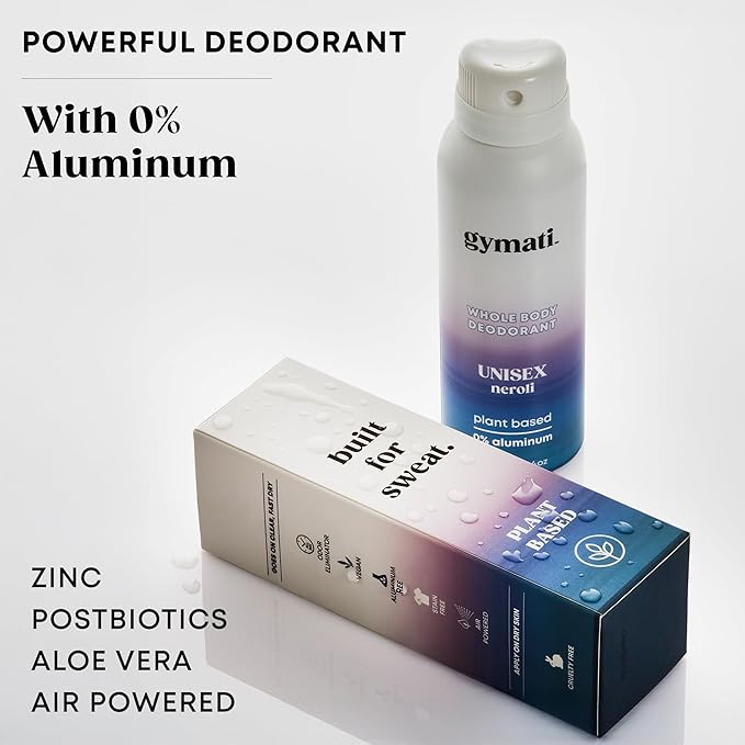 Gymati Natural Deodorant Body Spray Aluminum Free - Unisex - Pack of 3