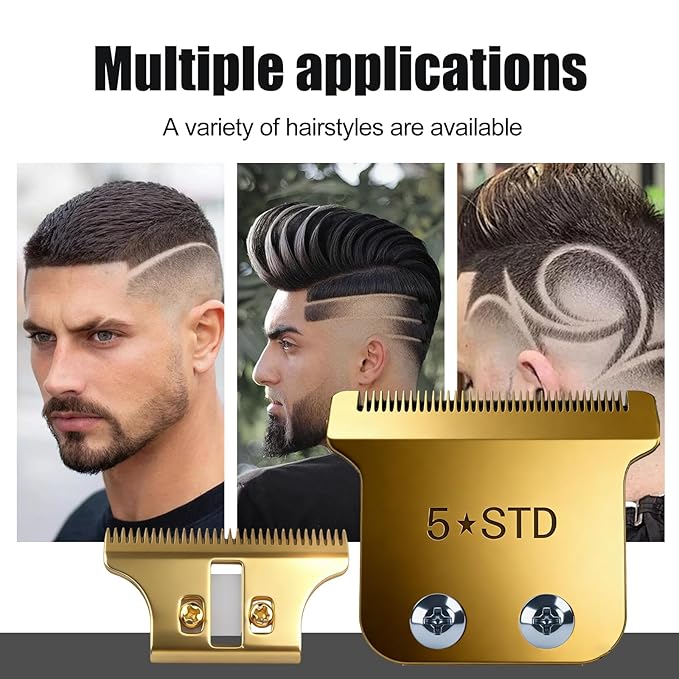 Replacement Blades for Wahl Detailer, 5 Star Hero, Razor Edger, and G Whiz trimmers,Gold 2 Pack