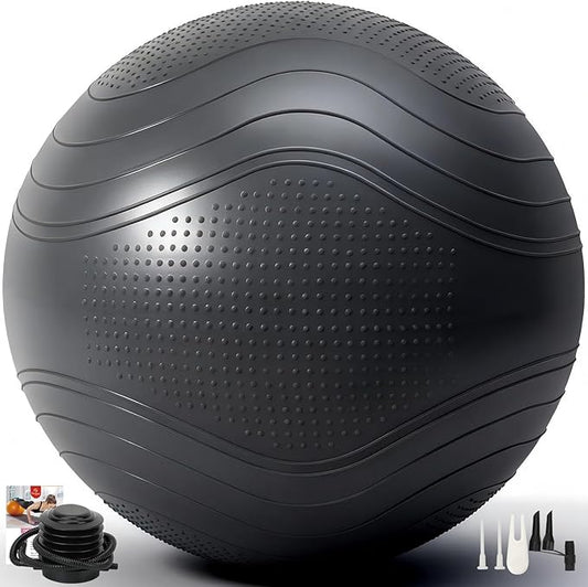 Gruper Yoga Ball, Multiple Sizes Non Slip Exercise Ball for Workout, Birthing, Balance, Stability, Pregnancy, 2200LB Capacity, Anti Burst Chair for Home and Office, Includes Quick Pump & Fitness Guide