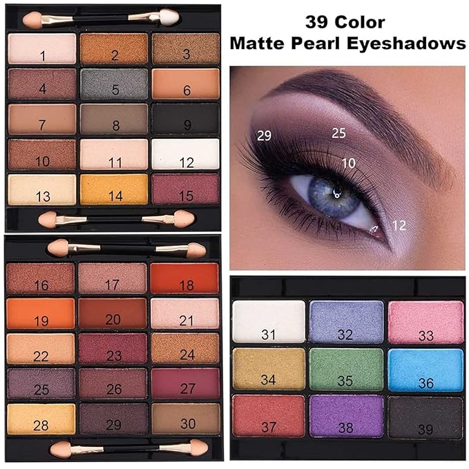 MISS ROSE M 58 Color Professional Makeup Kit for Women Full Kit, Include Eyeshadow Facial Blusher Eyebrow Powder Face Concealer Powder Eyeliner Pencil and a Mirror(331N)