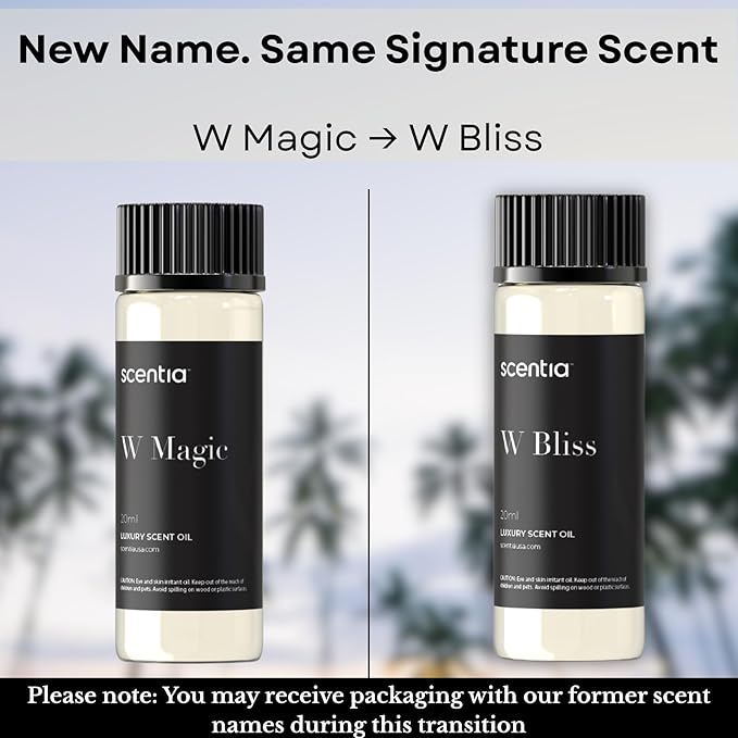 Scentia W Bliss Diffuser Oil Inspired by W Signature Hotel - 20 mL 0.67 fl oz - Aromatherapy Oil for Diffusers, Candle Making & DIY Crafts - Thanksgiving & Holiday Gift