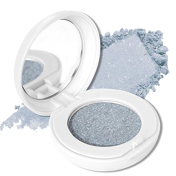 Single Glitter Eyeshadow Palette, Blue Glitter Eye Shadow Makeup for Women, Smooth Eye-Shadow Powder with Lightweight & Blendable Formula for Daily Eye Shadow Palette Fairy Makeup #05