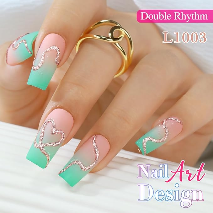 Double Rhythm 15 Ml Metallic Gel Liner Nail Art Gel Bronze Mirror Chrome Painted Drawing Stripper 3D Effect Gel Polish (Glitter Champagne Gold-L1003)