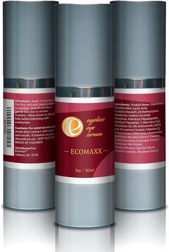Ecomaxx Ageless Eye Serum-Anti Aging Serum- Naturally Repair Under Eye Area -Minimize Fine Lines and Wrinkles -Fight Signs of Aging