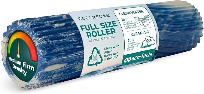 Oceanfoam Tidal Roller - Royal Marbled - Muscle Massage Foam Roller for Back Pain & Stretching - Firm and Ergonomic Wide Wave Textured - Yoga, Athletics, & Wellness - Full Size, 20" x 5"
