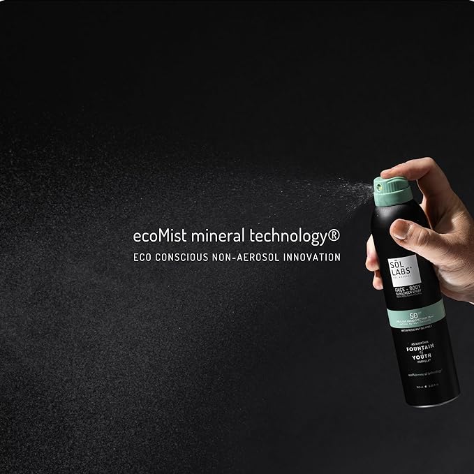 Natural Mineral SPF 50 Sheer Mist Spray Sunscreen, Non-Aerosol, Water Resistant Zinc Oxide Sun Protection, Reef Safe, Korean Lightweight Formula, No White Cast, Hydrating Soothing Botanicals