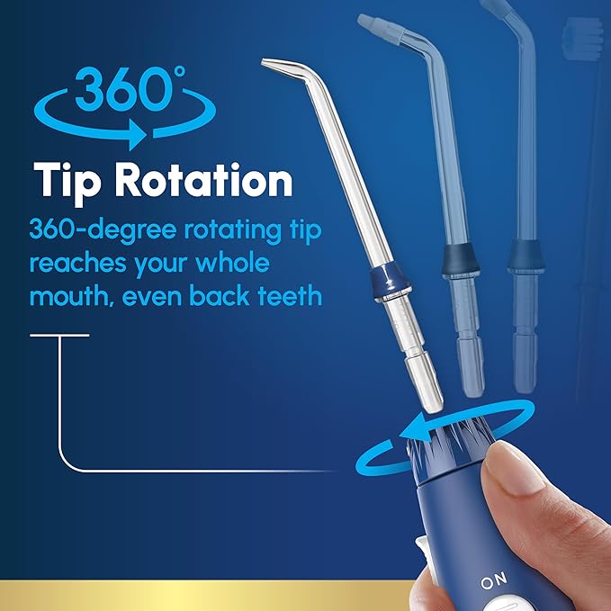 Waterpik Aquarius Water Flosser For Teeth Cleaning, Gums, Braces, Dental Care, Electric Power With 10 Settings, 7 Tips For Multiple Users And Needs, ADA Accepted, Blue WP-663, Packaging May Vary