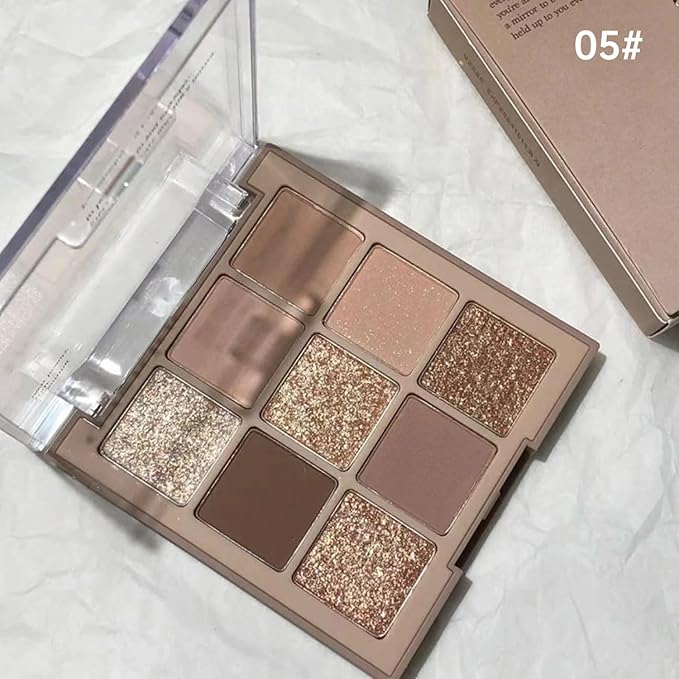 Nude Brown Matte Eyeshadow Palette Makeup, Champagne Gold Pearl Eye Shadow Palette Makeup, Highly Pigmented Eye Shadows For Older Women Eyes Naturing-Looking, Long Lasting Waterproof 05#