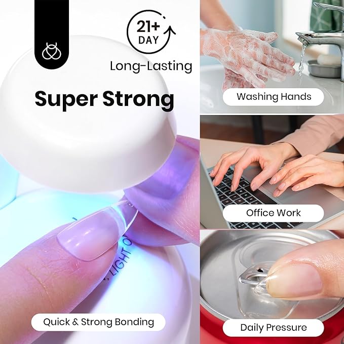 Beetles HEMA-Free Nail Glue Gel - 10ml TPO Free Super Strong Brush U V Nail Glue for Acrylic and Clear Press On Nails, Long Lasting Extension Gel Curing Needed