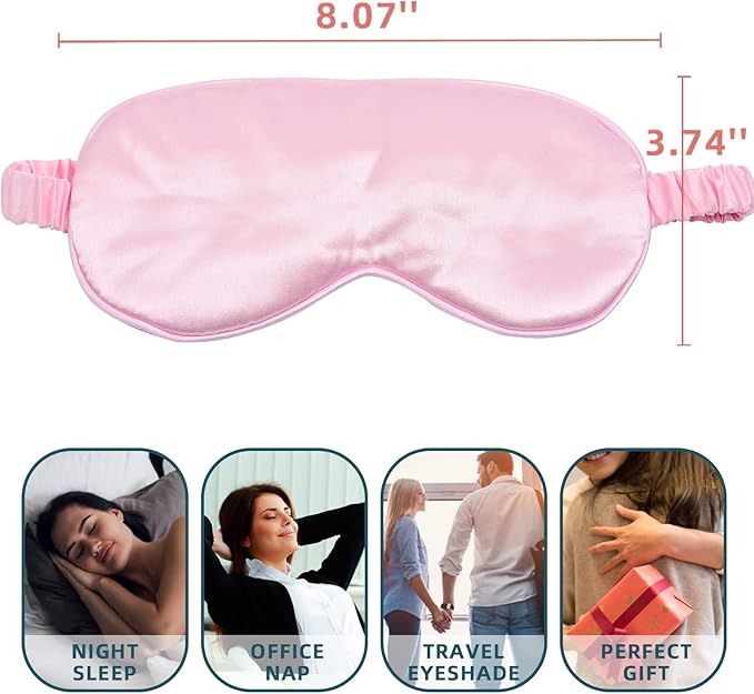 LERSVICVIL Sleep Mask 4 Pack Silk Eye Cover Soft Satin Blindfold Elastic Strap Night Eyeshade Travel Nap for Women Men