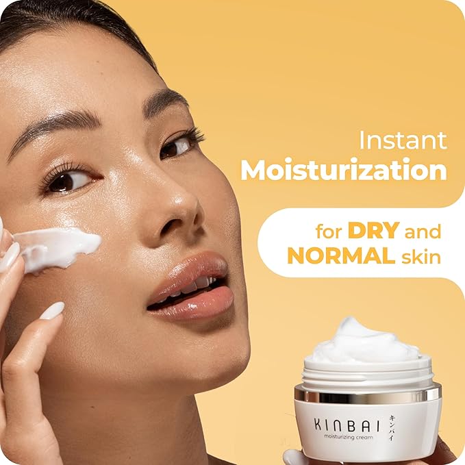 Kinbai Face Cream Moisturizer for Women, Facial Lotion for Dry Skin, Hydrating Face Moisturizer, Moisturizing Collagen Peptide Cream, Japanese Skin Care, Made in Japan, 1.7 Fl.Oz, Fragrance Free.