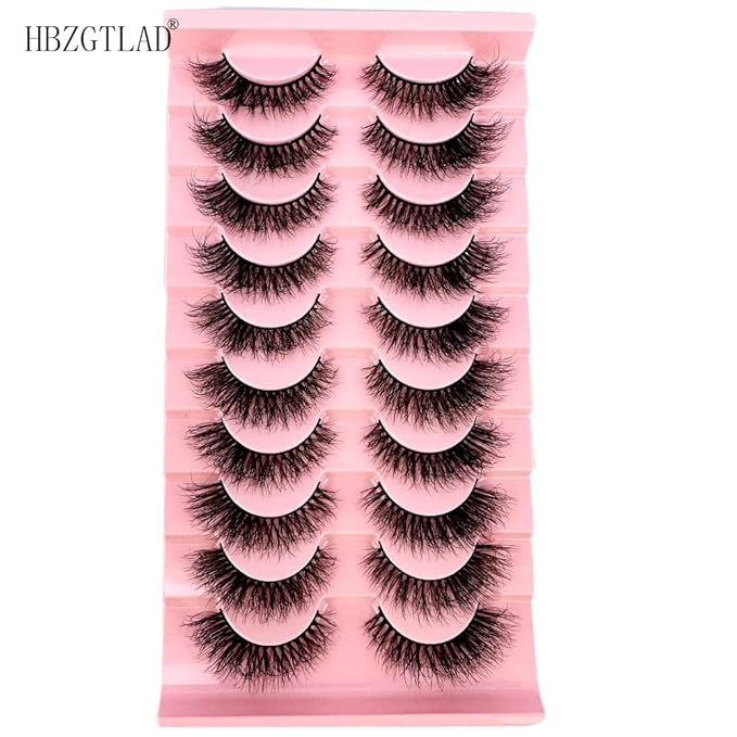 HBZGTLAD Soft Mink Eyelashes 3D Curl Winged End Eye Elongated Fake Lashes Thick Handmade Natural False Eyelash Messy Cross Lash Wholesale (WF606#)
