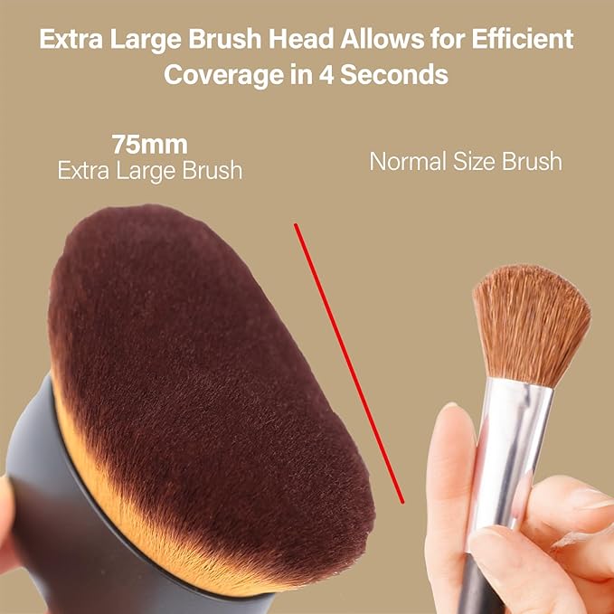 Extra Large Body Makeup Brush For Self Tanner, Leg Makeup &Bronzer Blend,75 mm Wide-headed Kabuki Brush Provides Pretty Application, Face& Back Makeup Brush, Wet& Dry Use, Stocking Stuffers for Women