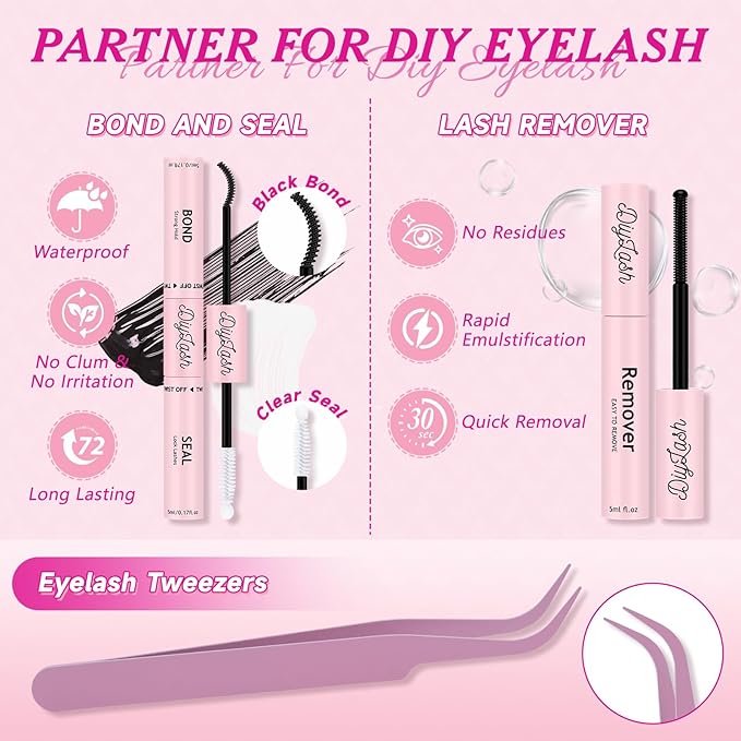 Lash Clusters 3D Effect Individual Lashes Kit NYCAAR 189pcs 100D200D D Curl 9-16MIX Eyelash Clusters Wispy Lashes Fluffy Cluster Lashes Kit with Lash Glue Remover Applicator Easy to Use for Beginners