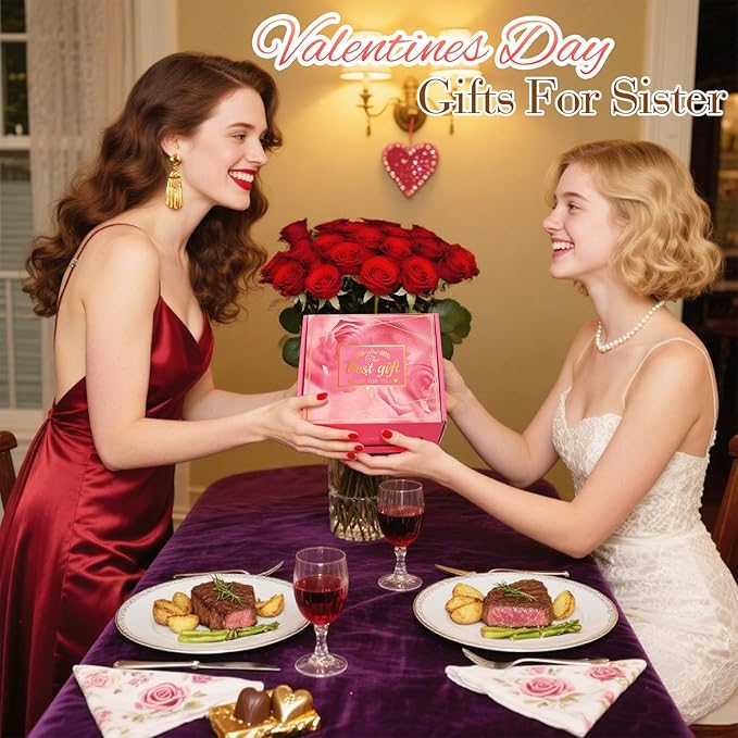 Valentines Day Gifts for Sister: Eletorot Unique Pink Spa Relaxation Baskets Set, Christmas, Holiday, Birthday, Mothers Day Presents for Her from Sisters