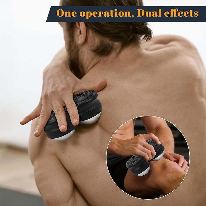 ideayard Stainless Steel Massage Roller Double Ball - Ice Therapy Muscle Pain Relief, Sore Muscles, and Tension Relief Cold & Hot Therapy Back, Shoulder, Leg, Calf Muscle Fascia Release Tool