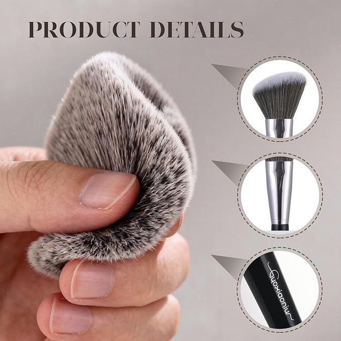 GUOXIAONIU Angled Blush Brush, Bronzer Brush, Contour Brushes For Makeup, Foundation Brush, Angled Makeup Brush, Soft Dense Bristles Vegan & Cruelty-Free, Ideal For Liquid Cream And Powder Cosmetics