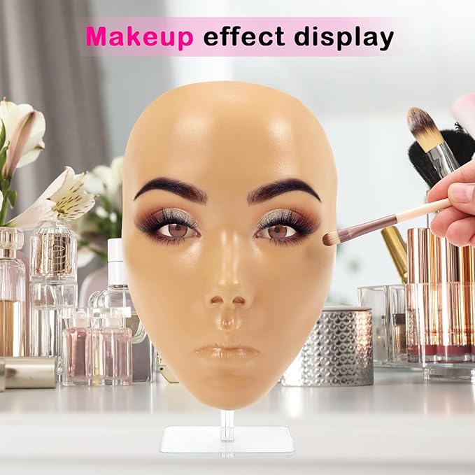3D Makeup Practice Face Board,Reusable Silicone Makeup Practice