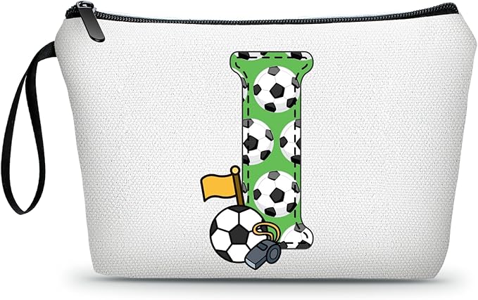 ARIOSEY Soccer Gifts Personalized Soccer Ball Cosmetic Bag for Purse Birthday Inspirational Gifts for Girls Women Team Coach Mom Stuff Travel Organizer-I