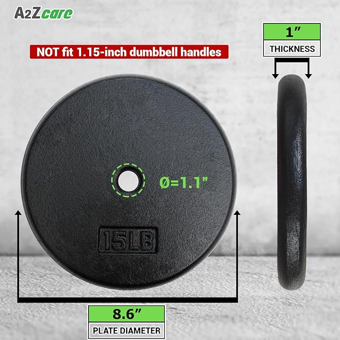 A2ZCARE 1 inch Weight Plates Set 1.25 lbs 20 lbs, 1 inch, 1 inch