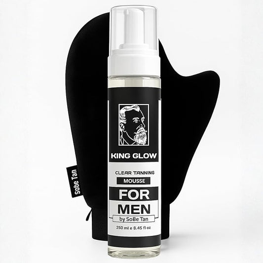 Self-Tanner for Men | King Glow - Water-Based, Fast-Drying Sunless Tanning Foam for Body and Face - Natural Tan Without the Sun (Mitt Included)