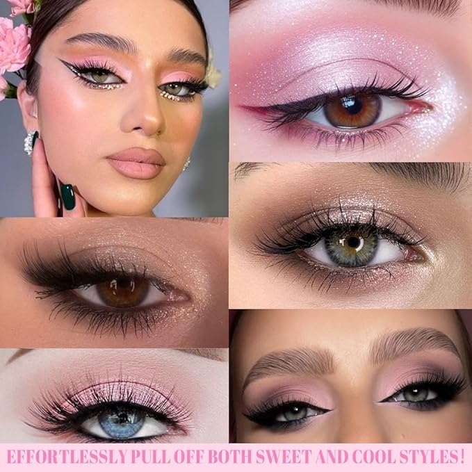 SUAKE 12 Colors Matte Shimmer Eyeshadow Palette for Eye Makeup,with Mirror, Nude Brown Pink Peach, High Pigmented Tan Gray Eye Shadow Primers Powder Palet de sombras de ojos