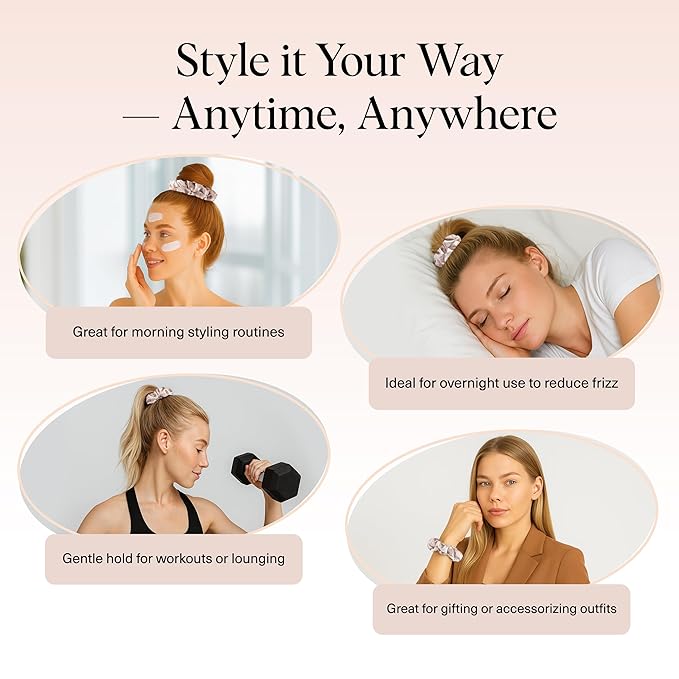 Kitsch Satin Scrunchies for Women - Softer Than Silk Scrunchies | Hair Ties No Damage for Frizz-Free Sleep | Ideal Gifts for Women, Assorted, 5pcs