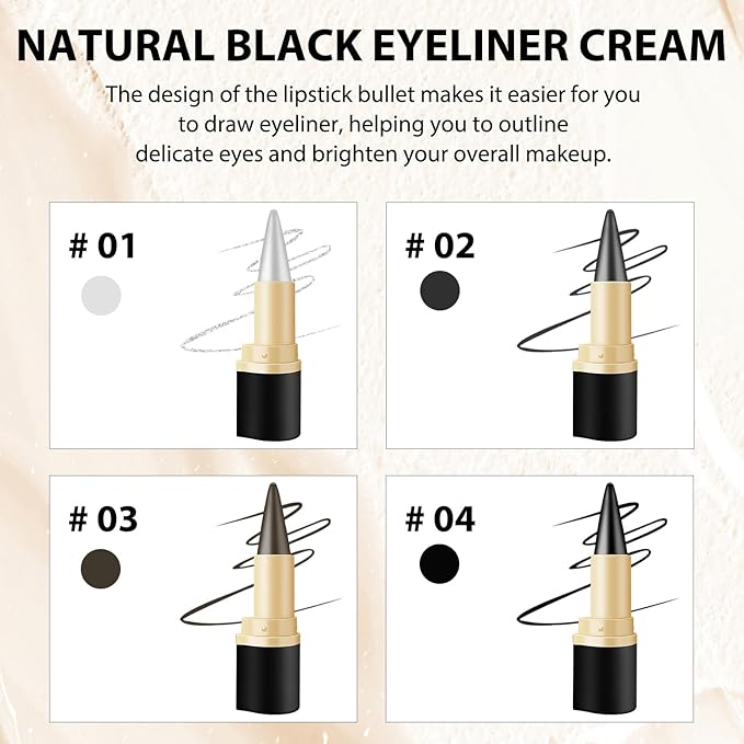 Ayky Long Wear Gel Eyeliner - Natural Black, Waterproof & Smudge-Proof Matte Gel Eyeliner (04# Black)