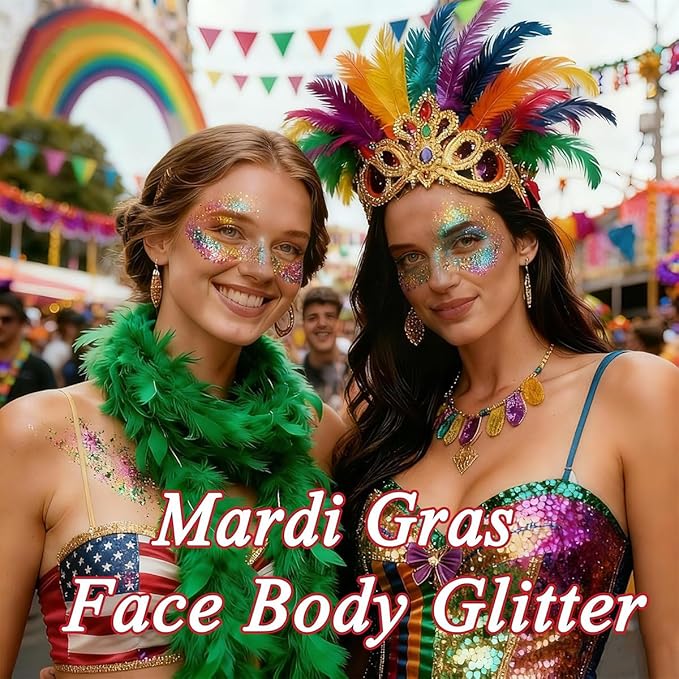 Miss Demi 6 Colors Face Body Glitter, Halloween Hair Glitter Sparkles Chunky Face Glitter Gel, Holographic Glitter Gel Set for Face and Body Makeup, Festival Party Decoration Rave Accessories. (01)