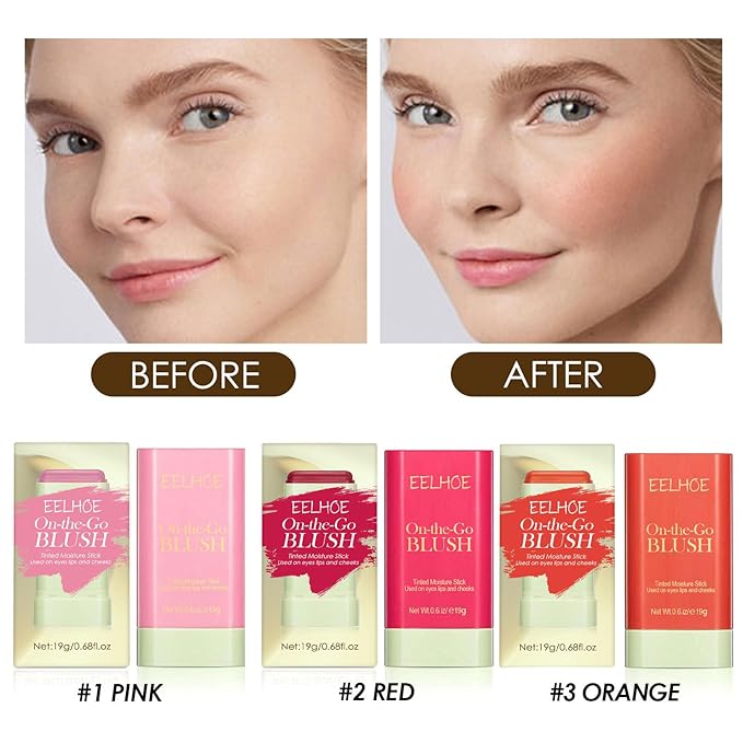 Makeup Blush Stick, Cream Blush Stick, Tinted Solid for Women