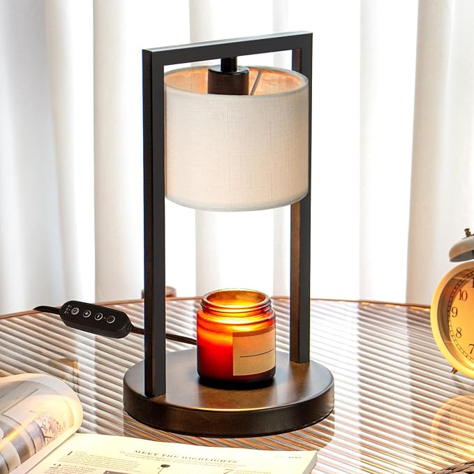 Candle Warmer Lamp with Timer, Electric Candle Warmer for Jar Candles, Dimmable Warming Light with 2 Bulbs, House Warming Gifts Bedroom Home Living Room Decor, Gifts for Mom (White)
