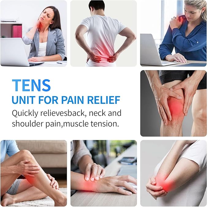 TENS Unit Muscle Stimulator, 3-in-1 28 Modes TENS EMS Massage Machine, Dual Channel with 8 Electrodes and Storage Bag, Portable Pain Relief Machine for Back, Neck, and Muscle Recovery