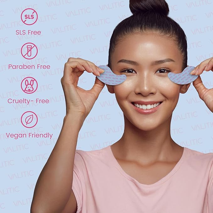VALITIC Kojic Acid Under Eye Masks - Brightening Under Eye Patches Travel Essentials for Women and Men - Fades Dark Circles and Reduces Puffy Eyes - with Niacinamide, Collagen and Caffeine - 6 Pack