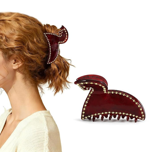 Red Hair Clips for Women Premium, Large Claw Clips for Thick Thin Hair Girls, Strong Grip No Slip Hair Clip, Acetate Hair Accessories for Valentine's Birthday Year of the Horse 2026 Gift