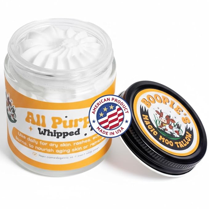 Magic Moo All Purpose Whipped Tallow Skincare for acne, eczema, dry skin, moisturizer, stretch marks & hydration. Now with organic emu oil. All organic ingredients.