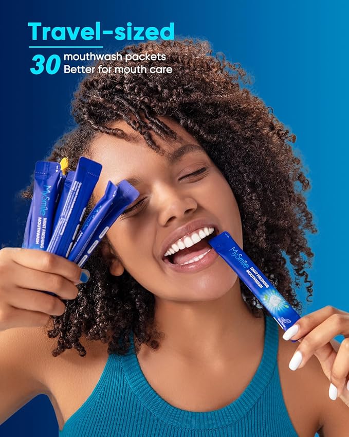 MySmile Mouthwash Alcohol Free, Mouth Wash for Adults, Travel Mouthwash Helps Kill 99% of Bad Breath Germs, Prevents Cavities, Fluoride Free, Fresh Mint