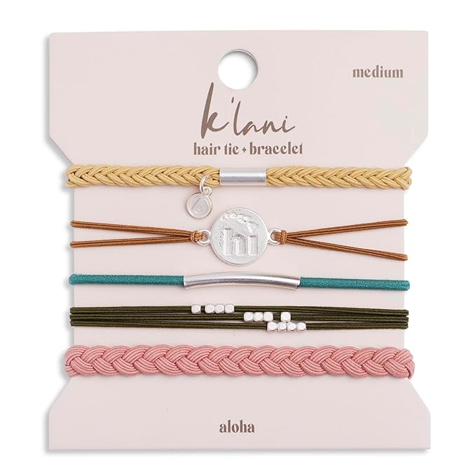 K'lani Hair Tie Bracelets for Women - Elastic Hair Bands That Double as Stylish Jewelry - Aloha - Small