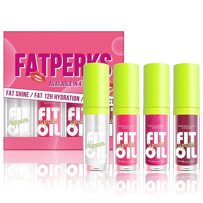 4 Colors Lip Oil Lip Glaze, Hydrating Lip Glow Oil Big Brush Head Shiny Moisturizing Lip Gloss, Long Lasting Non-sticky Fresh Transparent Tinted Plumping Lip Oil- Set A