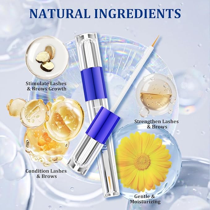 Lash & Brow Growth Serum Kit - Visible Growth in 4 Weeks, 3-Month Supply, Natural Plant Extracts for Longer Eyelashes & Fuller Eyebrows, Gentle Non-Irritating Formula (3ml x 2)