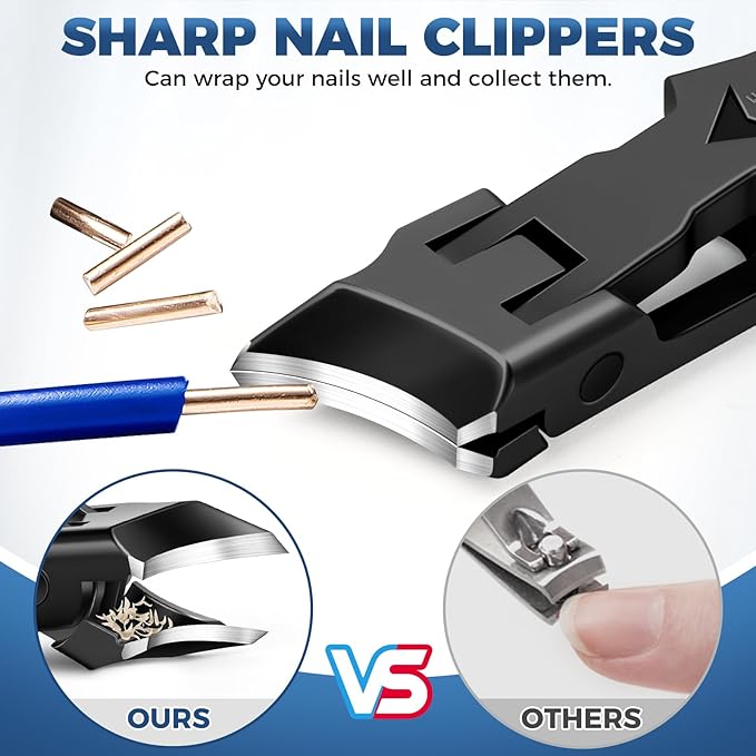 Ingrown Toenail Clippers - Wide Jaw Opening Anti-Splash Slanted Nail Clipper, Heavy Duty Ingrown Toenail Clippers Nail Cutters, Ultra Sharp Slanted Nail Clippers with Long Handle