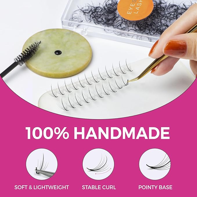 Eyesy Lash 500 Wispy Promade Fans - 9D 0.05 Size 15mm Curl CC - Natural Wispy Lashes Loose Premade Lash Fans for Eyelash Extensions Handmade Pre Made Eyelashes for Spiky, Volume, Natural Look