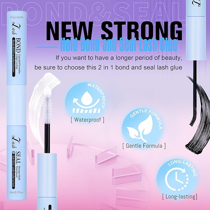 TNFVLONEINS Lash Clusters Kit Natural Eyelash Extension Kit Wispy Lash Extension Kit Soft Cluster Eyelash Extensions Individual Lashes Kit DIY Eyelash Clusters Kit with Bond and Seal and Tweezers