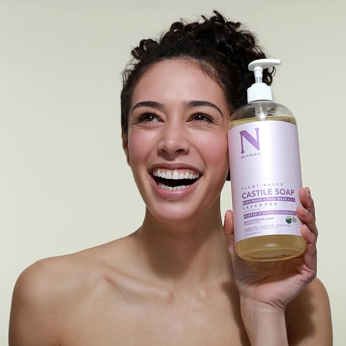 Dr. Natural Castile Liquid Soap - Multi-Use Body Wash, Shampoo and Face Wash - Hydrating Body Soap for Skin, Hair, Pets and Home - Lavender - 32 oz