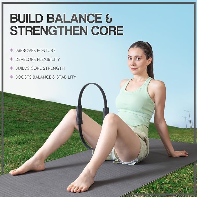 Pilates Ring Set for Women, Pilates Ring and Ball Set with 5-Level Resistance Bands for Core Strength, Stretching, Toning & Full Body Home Workout Pilates Equipment