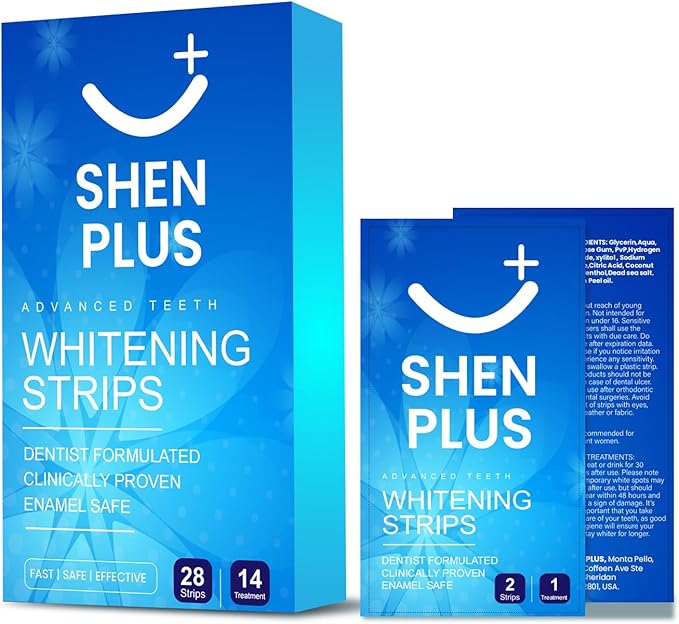 Teeth Whitening Strips – Enamel-Safe, Non-Slip Dry – 14 Treatments – Helps Remove Deep Stain with Coconut, Sage Oil, Dead Sea Salt & Lemon Peel Oil – 28 Strips