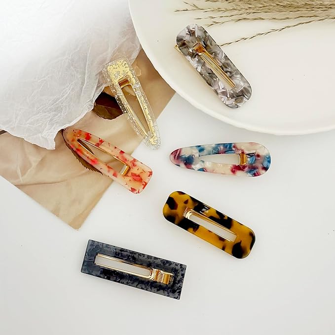 12 Pieces Acrylic Resin Marble Hair Clips Set, Decorative Pearls Hair Barrettes Sweet Decorative Bobby Pins Hairpin Headwear Hair Accessories Headwear for Women and Girls…