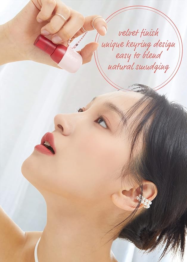 I'M MEME Color Key Ring Velvet Lip Tint - 06 Berry Pink | Long Lasting Lip Stain, Matte Finish, Smooth Texture, Kbeauty, Cute Korean Makeup, Compact, Portable Keychain, Travel-Friendly, Gift, 2.8g